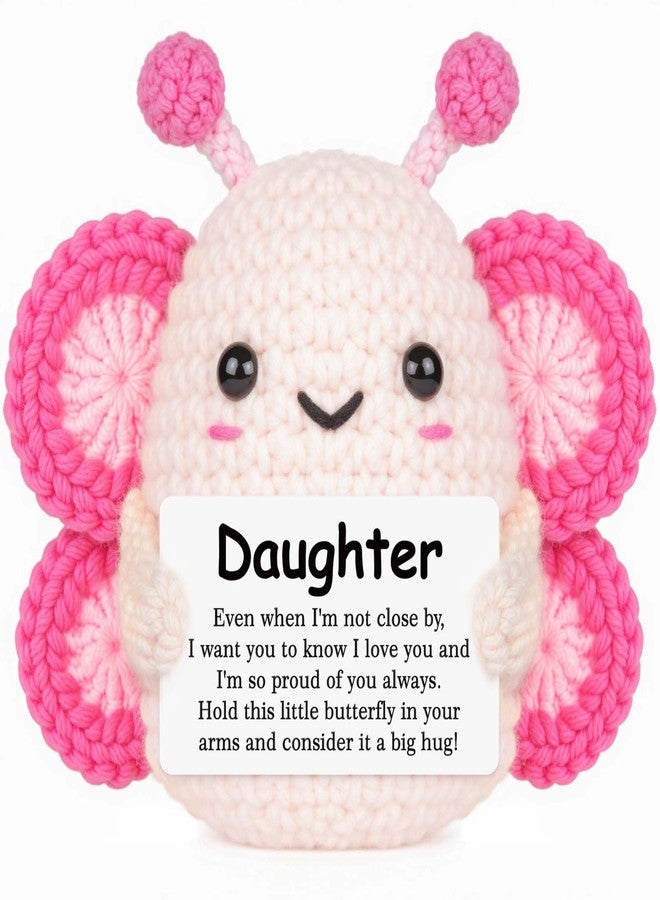 Glydein Daughter Gifts from Mom Dad, Christmas Birthday Gifts for Daughter, Handmade Positive Crochet Butterfly Decor, Cute Present for Adult Daughters in Law Bonus Step, Graduation Gift for Adults Daughters - Image 1
