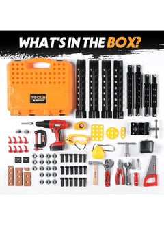 Toy Choi's Toy Choi's 82pcs Kids Workbench - STEM Construction Toy Tool Set with Realistic Tools Electric Drill, Tool Bench Gift for Boys Girls Age3-5 4-8  - Image 1