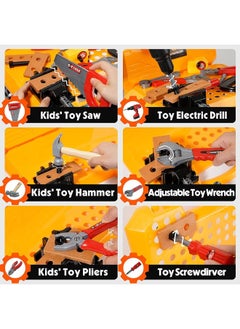 Toy Choi's Toy Choi's 82pcs Kids Workbench - STEM Construction Toy Tool Set with Realistic Tools Electric Drill, Tool Bench Gift for Boys Girls Age3-5 4-8  - Image 2