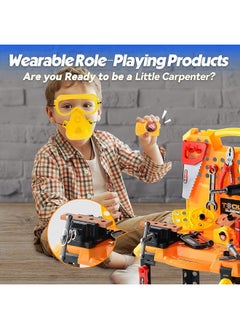Toy Choi's Toy Choi's 82pcs Kids Workbench - STEM Construction Toy Tool Set with Realistic Tools Electric Drill, Tool Bench Gift for Boys Girls Age3-5 4-8  - Image 3