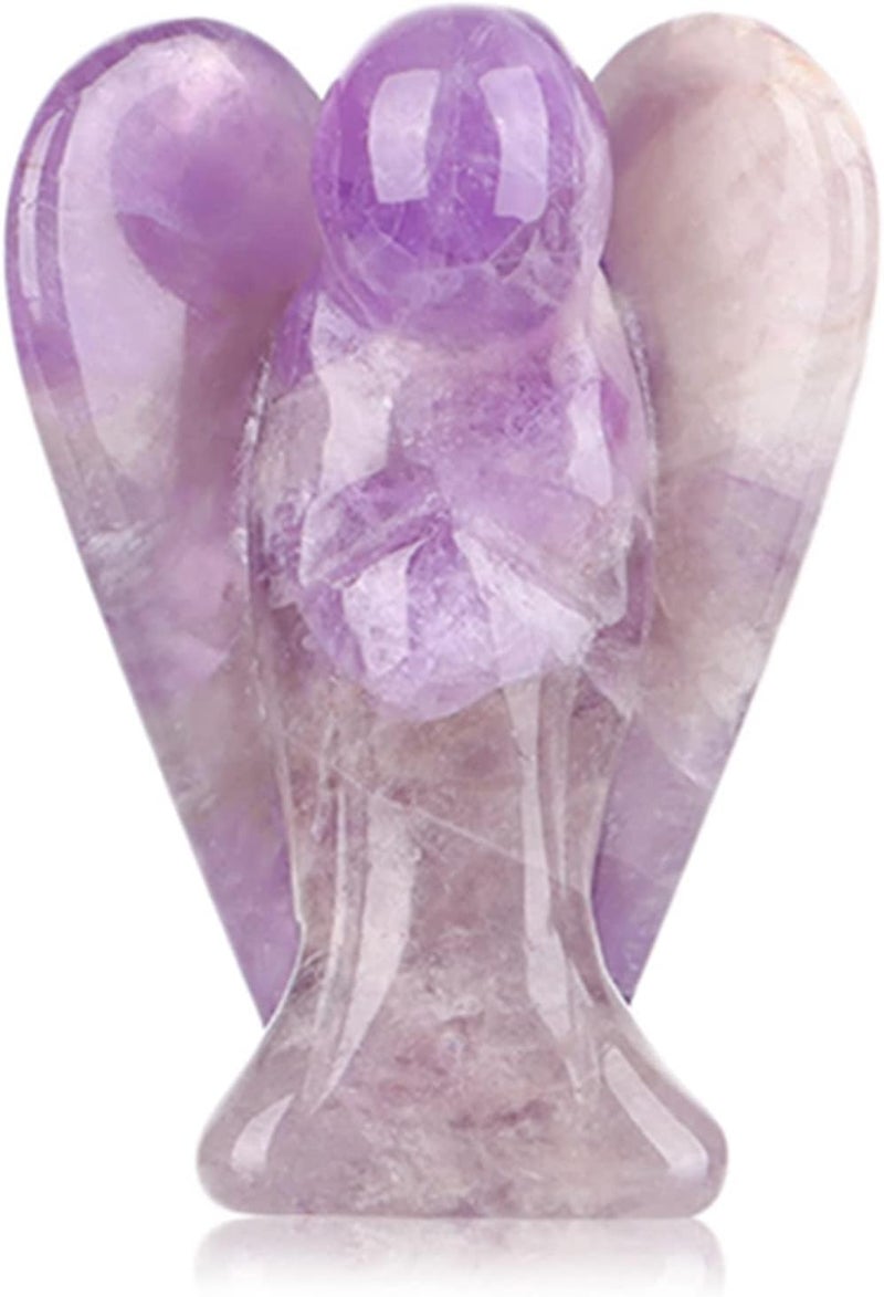 Luckam 1.5 Inch Amethyst Crystal Angel Figurine, Healing Gemstone, Reiki Healing Crystal Gifts for Kids Friends Family Anxiety Decoration Pocket Guardian Angel Love Peace Energy - Image 1