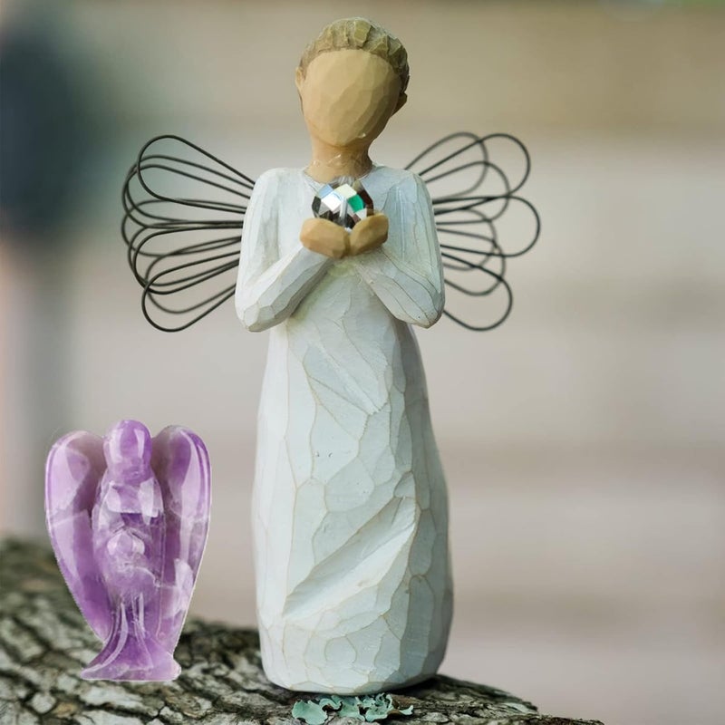 Luckam 1.5 Inch Amethyst Crystal Angel Figurine, Healing Gemstone, Reiki Healing Crystal Gifts for Kids Friends Family Anxiety Decoration Pocket Guardian Angel Love Peace Energy - Image 2