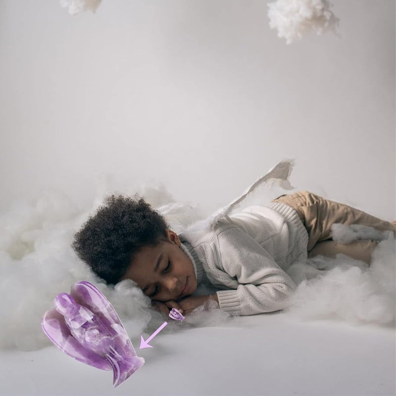 Luckam 1.5 Inch Amethyst Crystal Angel Figurine, Healing Gemstone, Reiki Healing Crystal Gifts for Kids Friends Family Anxiety Decoration Pocket Guardian Angel Love Peace Energy - Image 5