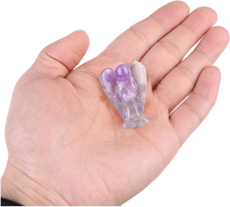 Luckam 1.5 Inch Amethyst Crystal Angel Figurine, Healing Gemstone, Reiki Healing Crystal Gifts for Kids Friends Family Anxiety Decoration Pocket Guardian Angel Love Peace Energy - Image 4