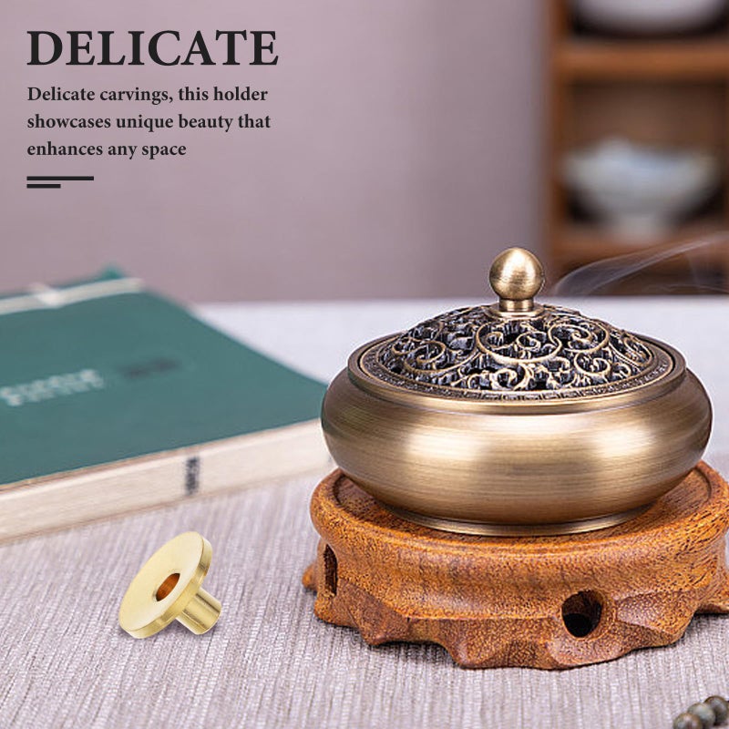 Copper Backflow Incense Cone Holder Stand Set Of 5 For Home Fragrance And Meditation - Image 5