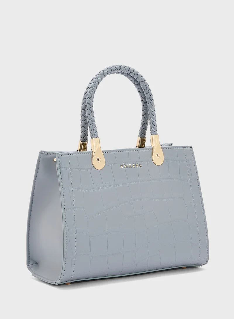 Khizana Croc Print Satchel Bag