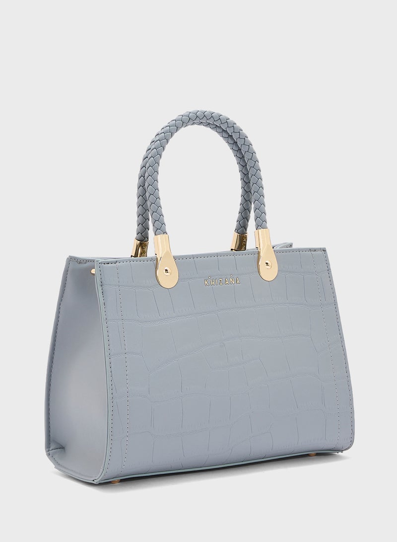 Khizana Croc Print Satchel Bag  - Image 3