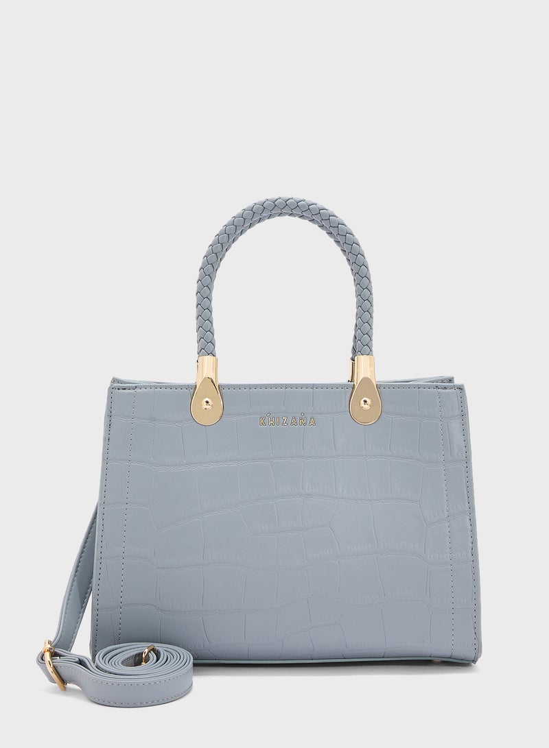 Khizana Croc Print Satchel Bag  - Image 1