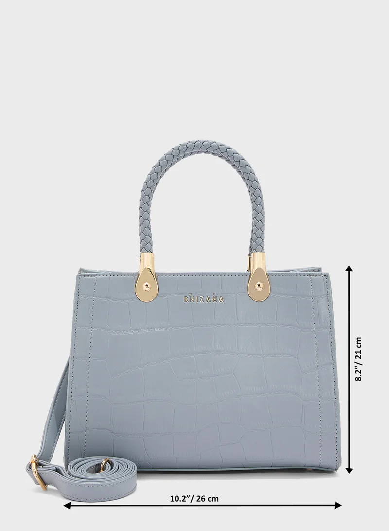 Khizana Croc Print Satchel Bag