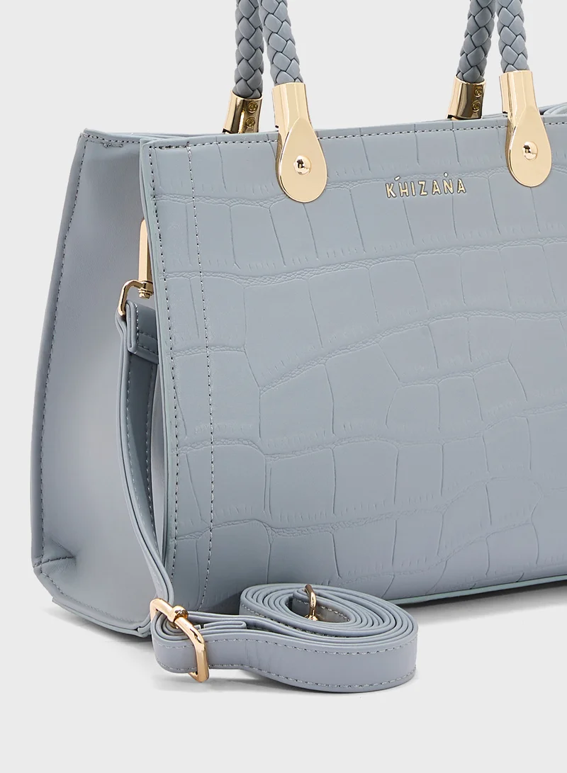 Khizana Croc Print Satchel Bag
