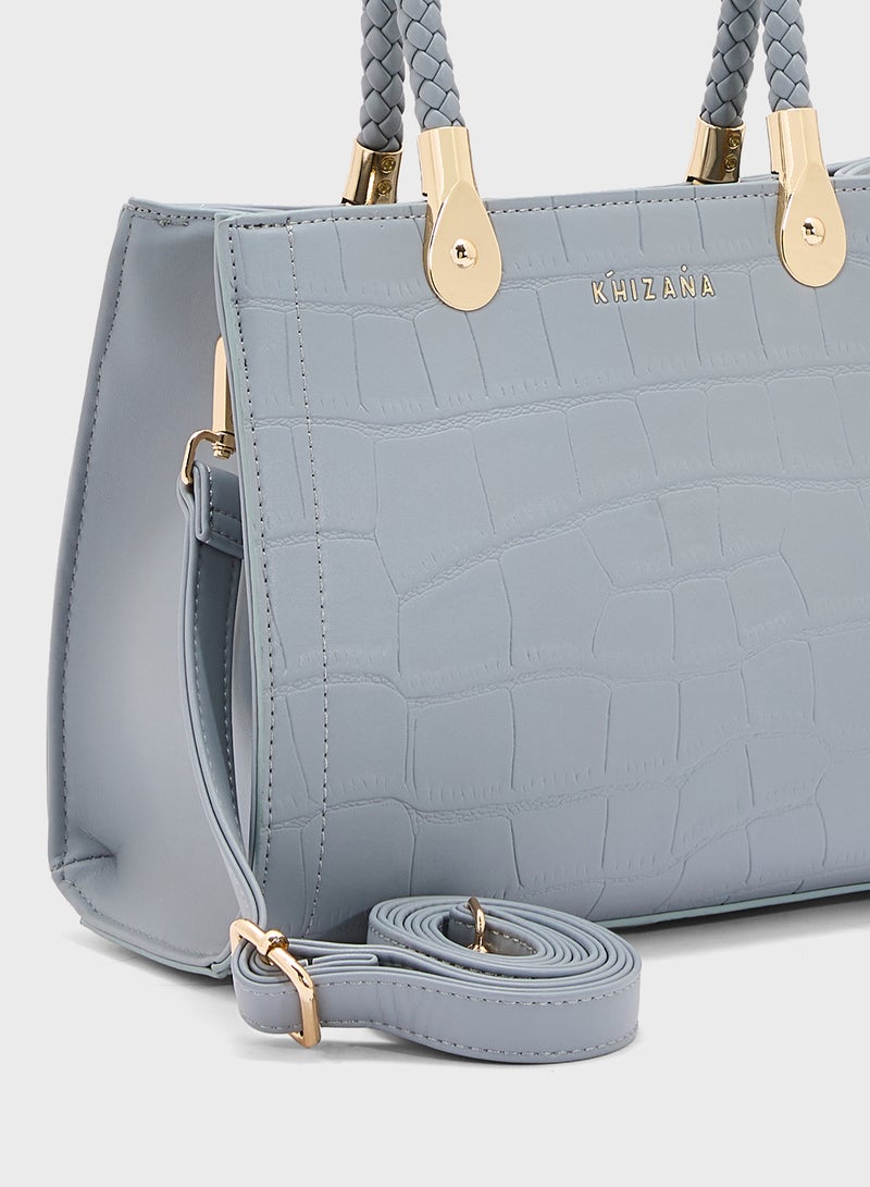 Khizana Croc Print Satchel Bag  - Image 4