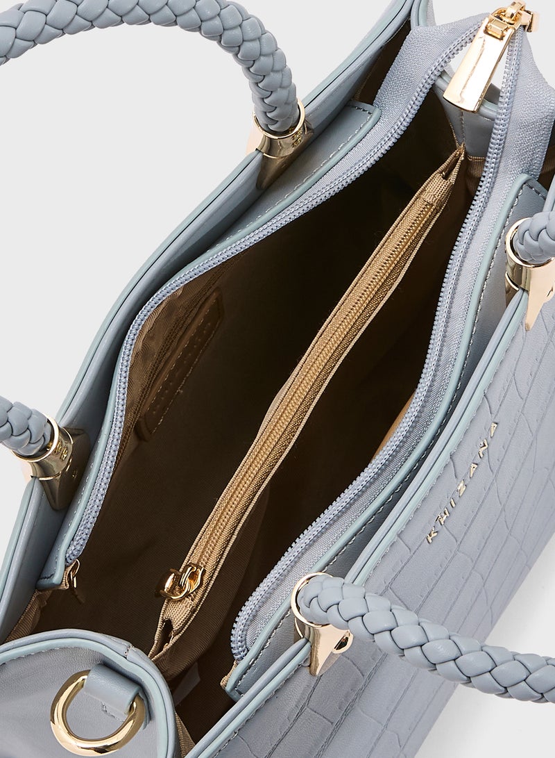 Khizana Croc Print Satchel Bag  - Image 5
