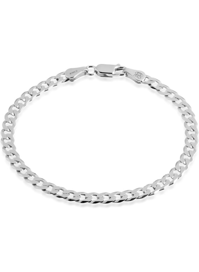 QUADRI - سلسلة كوبية من الفضة الإسترلينية عيار 925، مصنوعة في إيطاليا، معتمدة - سوار للنساء والرجال والأولاد والبنات - من 7 إلى 9 بوصات - قطع ماسي 5 مم - صندوق هدايا متضمن - Image 1