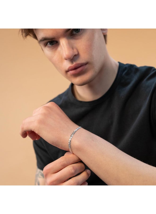 QUADRI - سلسلة كوبية من الفضة الإسترلينية عيار 925، مصنوعة في إيطاليا، معتمدة - سوار للنساء والرجال والأولاد والبنات - من 7 إلى 9 بوصات - قطع ماسي 5 مم - صندوق هدايا متضمن - Image 4