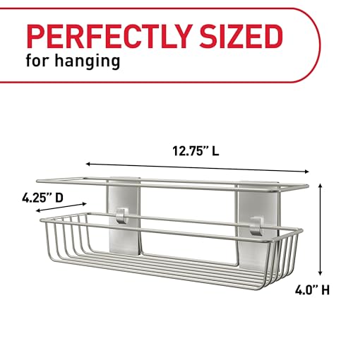 Command Shower Caddy Satin Nickel with Water Resistant Command Strips, Bathroom Organizer, Holds up to 6.5 lbs - Image 2