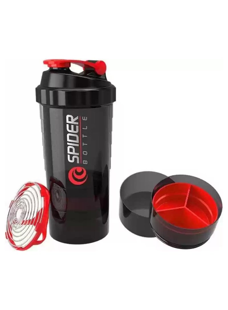 سبايدر بوتل برو ستاك شيكر - زجاجة ثلاثية الطبقات سعة 500 مل لعشاق الرياضة - Image 1
