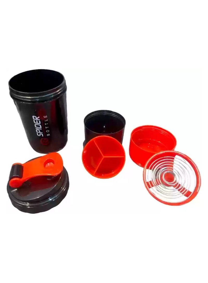 سبايدر بوتل برو ستاك شيكر - زجاجة ثلاثية الطبقات سعة 500 مل لعشاق الرياضة - Image 2