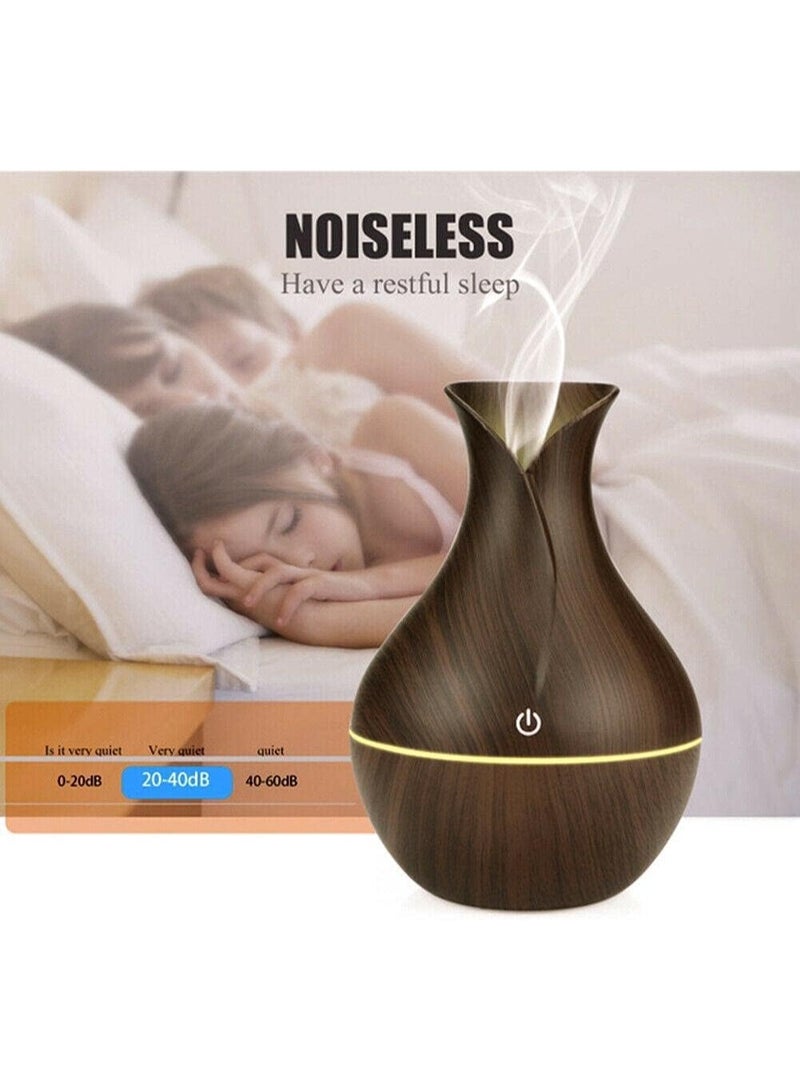 zoba Ultrasonic essential oil diffuser with 7 soothing LED light colors for home, yoga, office, spa, bedroom, and nursery. Dark brown wood color. 200ml capacity. - Image 5
