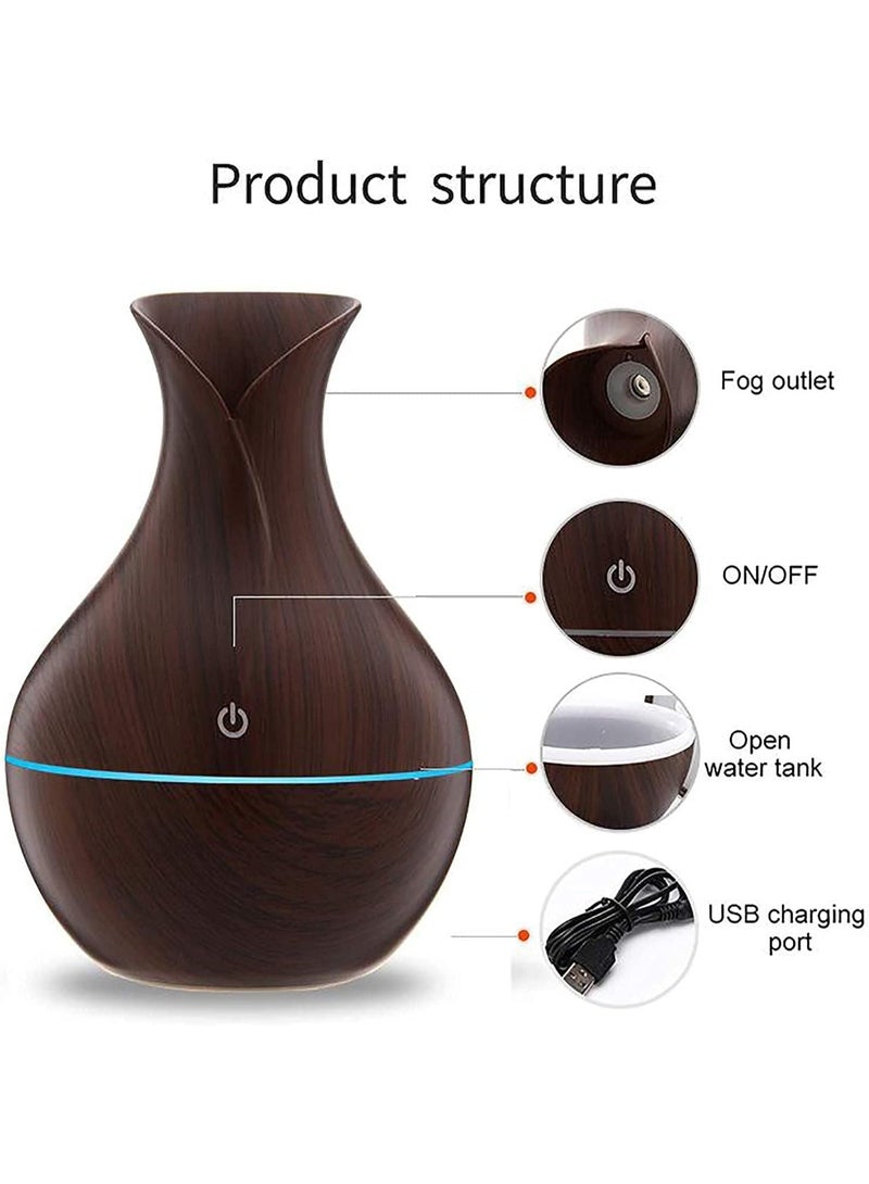 zoba Ultrasonic essential oil diffuser with 7 soothing LED light colors for home, yoga, office, spa, bedroom, and nursery. Dark brown wood color. 200ml capacity. - Image 4