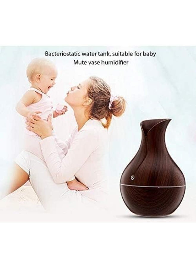 zoba Ultrasonic essential oil diffuser with 7 soothing LED light colors for home, yoga, office, spa, bedroom, and nursery. Dark brown wood color. 200ml capacity. - Image 2