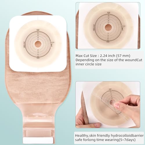 Rainlotus 21 pcs ostomy Supplies colostomy Bags- Rainlotus Two Piece Ostomy Drainable Pouches with Closure,Cut-to-Fit for Ileostomy Stoma Care(15pcs Bags+6pcs Barrier) - Image 3