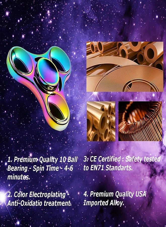 Dilabnba Metal Fidget Spinner Toy for Kids Adults, Idea Anxiety Decompression Fidget Toy Set for Relief, Classroom Prizes for Boy Girl Teen, Rainbow Finger Spin Pack for Birthday Party(3PCS) - Image 3