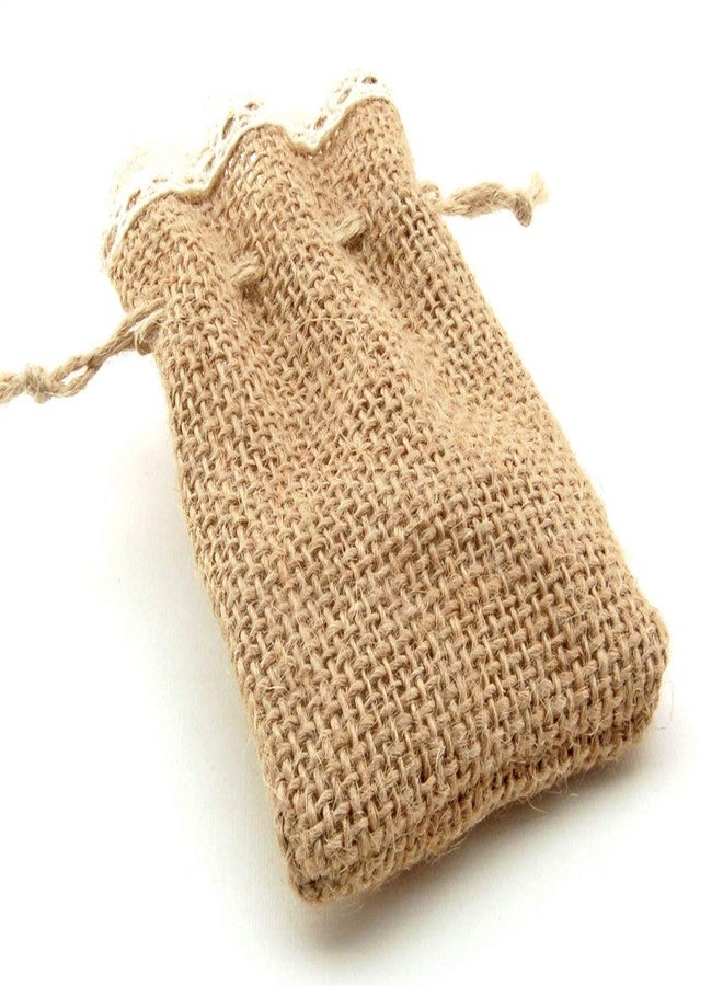 Summer-Ray.com Summer-Ray 20pcs Mini Burlap Favor Bags with Crochet Lace and Drawstrings (3.5" x 2.4") - Image 3