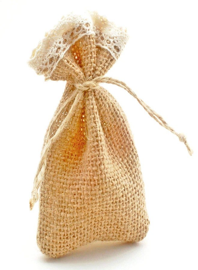 Summer-Ray.com Summer-Ray 20pcs Mini Burlap Favor Bags with Crochet Lace and Drawstrings (3.5" x 2.4") - Image 1