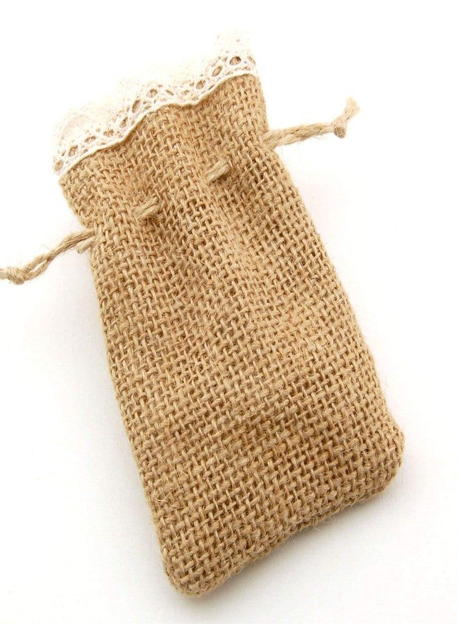 Summer-Ray.com Summer-Ray 20pcs Mini Burlap Favor Bags with Crochet Lace and Drawstrings (3.5" x 2.4") - Image 2