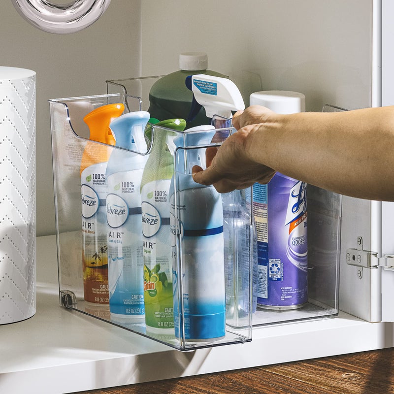 Sorbus Roll Out Bottle Organization Bins - 2 Sizes Pantry Under Sink Organizer with Wheels & Handles - Clear Plastic Organizing Containers for Cleaning Supplies - Kitchen Cabinet Laundry Room Storage - Image 3
