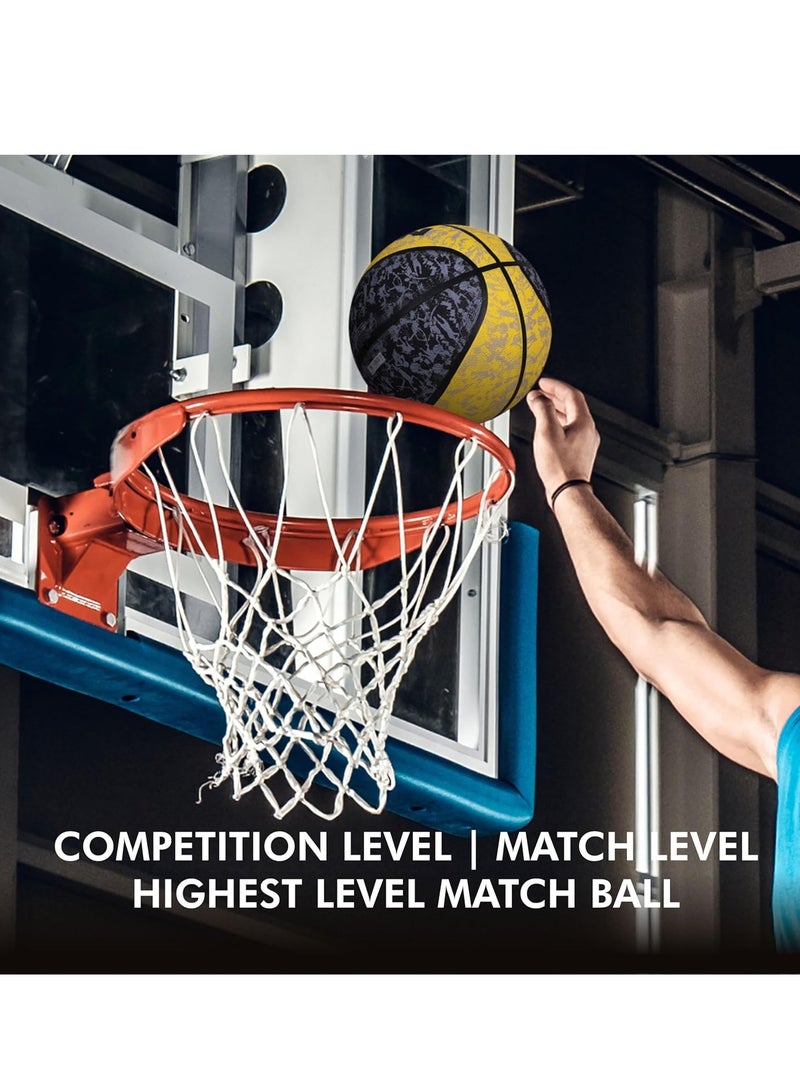 Nivia Graffiti Moulded Basketball | Color: Black & Yellow | Size: 7 | Material: Rubber | Suitable for Hard Surface | Ideal for Intermediate, Training, Competition | Machine Stitched | Butyl Bladders - Image 3