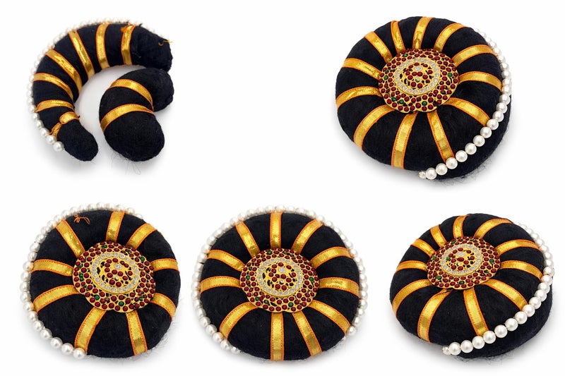 NATYAM Raadigi with Bun – Half Moon & Full Round Hair Accessory for Bharatanatyam & Kuchipudi Dancers | Ideal for Classical Dance, Weddings & Temple Performances. - Image 4