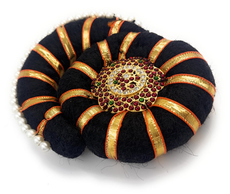 NATYAM Raadigi with Bun – Half Moon & Full Round Hair Accessory for Bharatanatyam & Kuchipudi Dancers | Ideal for Classical Dance, Weddings & Temple Performances. - Image 2