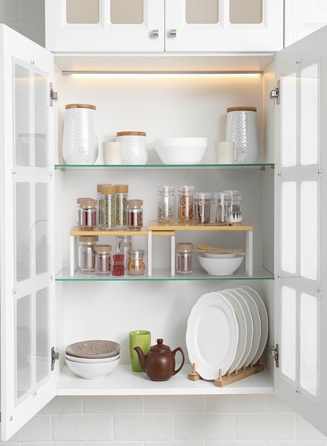 نيكس منظم أرفف وخزائن المطبخ من NEX، قابل للتكديس والتوسيع، أبيض وطبيعي - Image 2