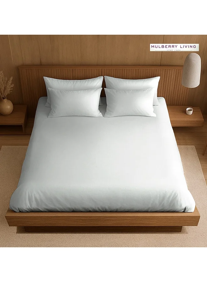 MULBERRY LIVING Polyester Queen Fitted Bedsheet Set-300 TC Silken Berry Art Silk Satin. 1 Sheet 160x200x30 cm / 2 Pillow Covers: 50x75 cm -Silver grey