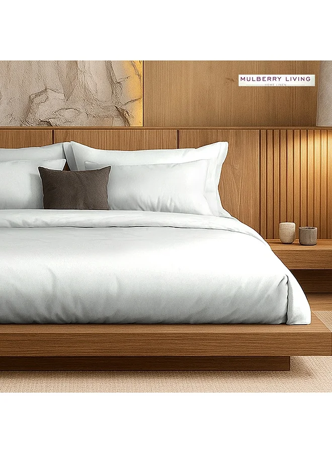 MULBERRY LIVING Silken Berry Art Silk Satin - 300 TC Queen Fitted Bedsheet Set - 1 Sheet 160x200x30 cm / 2 Pillow Covers: 50x75 cm - Silver Grey