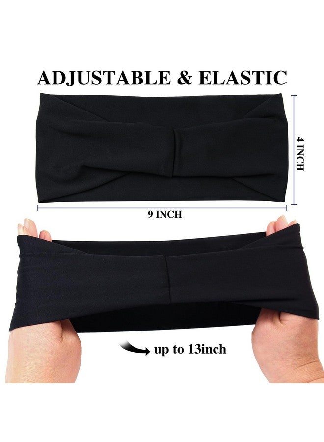 كاريد عصابات رأس كاريد سوداء بعرض 4 بوصات للنساء، عصابات شعر غير قابلة للانزلاق لممارسة اليوغا والجري، عبوة من 12 قطعة - Image 2