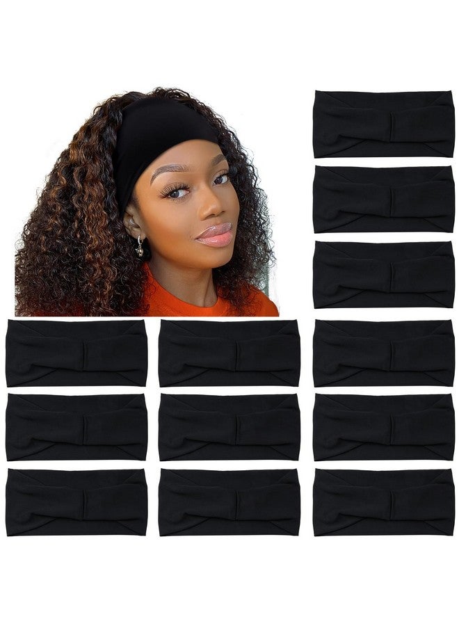 كاريد عصابات رأس كاريد سوداء بعرض 4 بوصات للنساء، عصابات شعر غير قابلة للانزلاق لممارسة اليوغا والجري، عبوة من 12 قطعة - Image 1