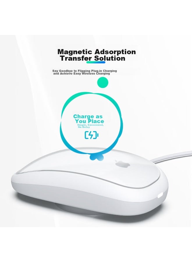 Mryc Apple Magic Mouse Wireless Charging Pad, Ergonomic Design, Optimized For Comfort, Palm Rest, Wrist Support, Magnetic Base, For Macbook, White - Image 2