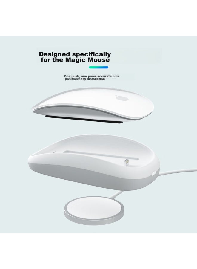 Mryc Apple Magic Mouse Wireless Charging Pad, Ergonomic Design, Optimized For Comfort, Palm Rest, Wrist Support, Magnetic Base, For Macbook, White - Image 1