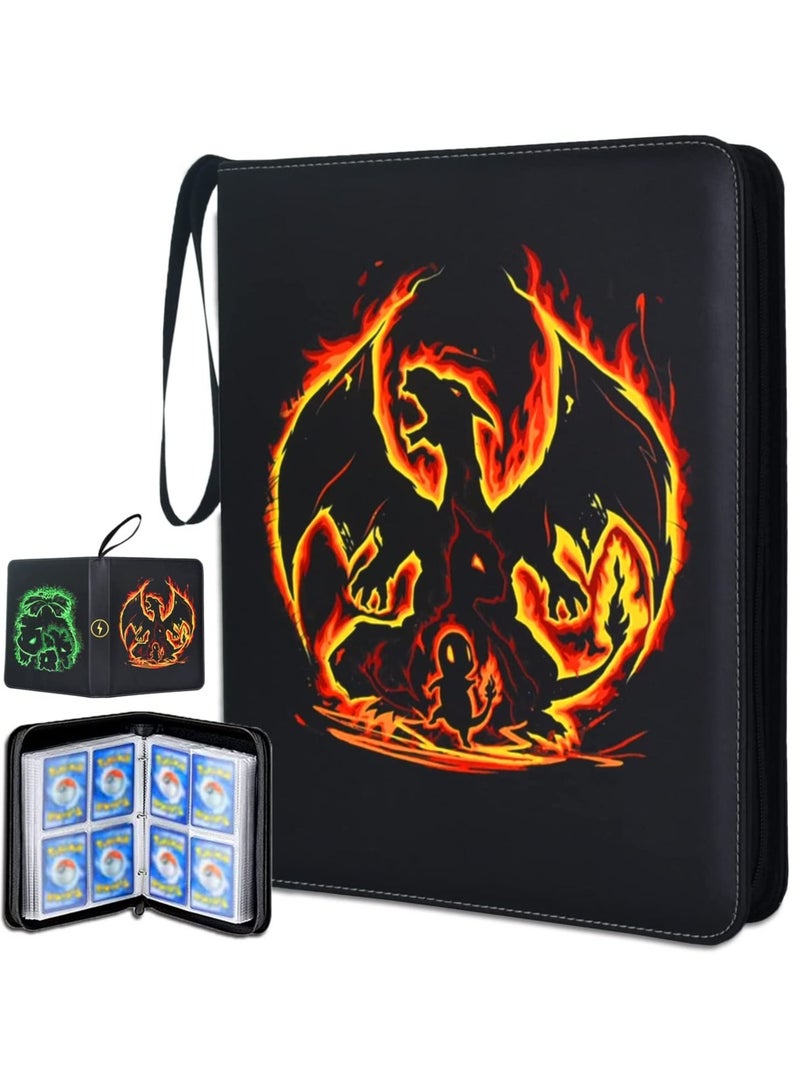 4 Pocket Binder Compatible With Pokemon Card,400 Pockets Portable Trading Cards Holder Collector Album With 50 Removable Sheets For Boys Girls - Image 1
