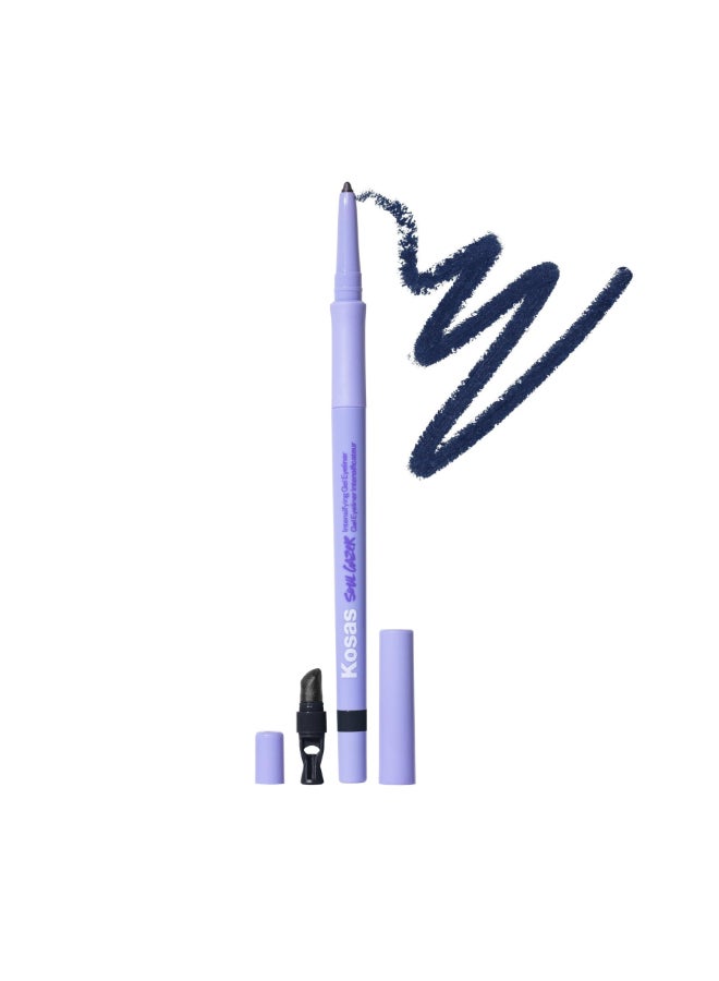 Kosas Soulgazer Gel Eyeliner Enigma Waterproof SmudgeProof Pen with Hyaluronic Acid Retractable Eyeliner Pencil with Sharpener Smudger LongLasting Blackened Blue Satin - Image 2