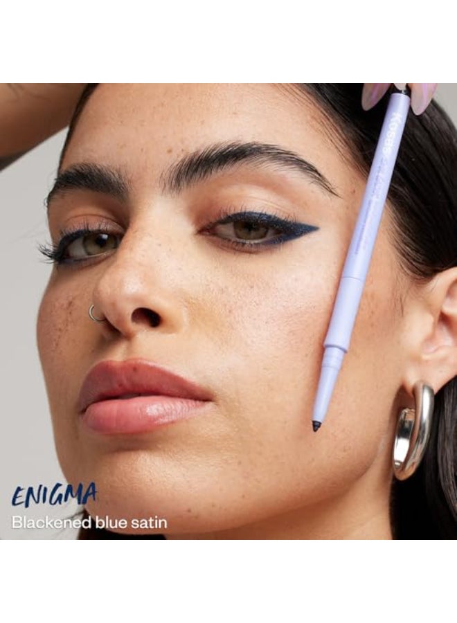 Kosas Soulgazer Gel Eyeliner Enigma Waterproof SmudgeProof Pen with Hyaluronic Acid Retractable Eyeliner Pencil with Sharpener Smudger LongLasting Blackened Blue Satin - Image 3