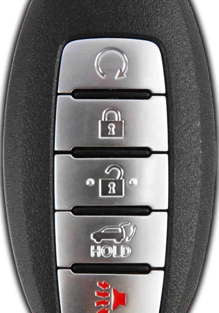 KeylessOption بديل جهاز التحكم عن بعد بدون مفتاح KeylessOption لسيارة نيسان روج 2017-2020، 5 أزرار، أبيض/أسود - Image 1