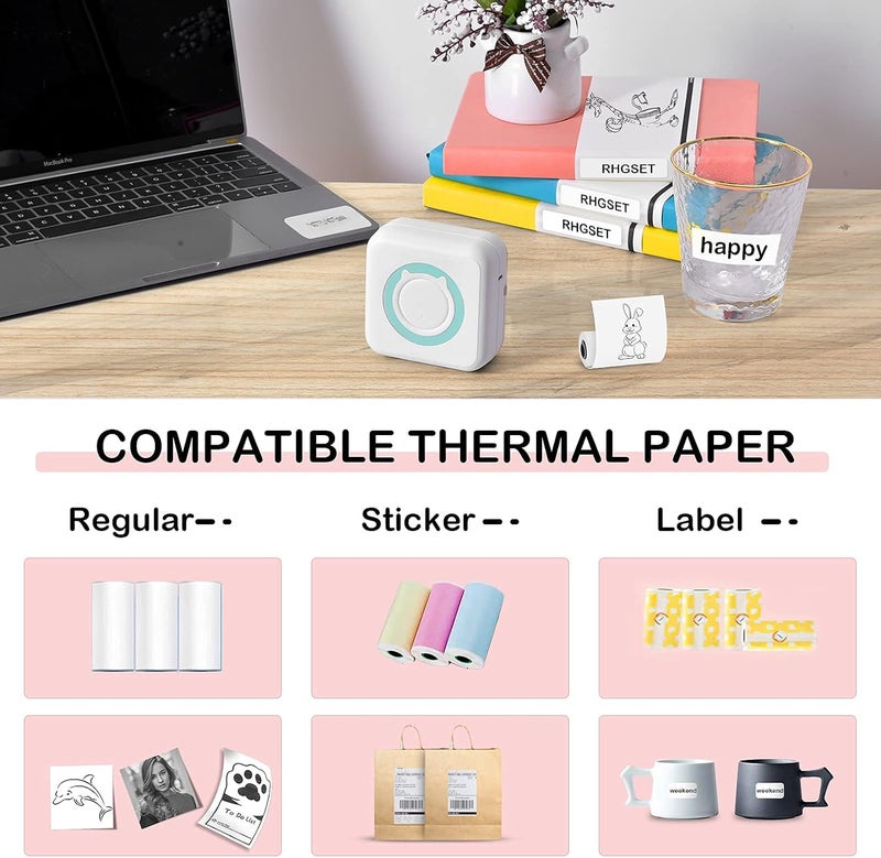 Mini Pocket Sticker Printer, 1Pcs Bluetooth Wireless Portable Mobile Printer Machine Thermal Printer for Notes, Memo, Photo, Pocket Label Receipt Printer Compatible with iOS  Android - Image 4