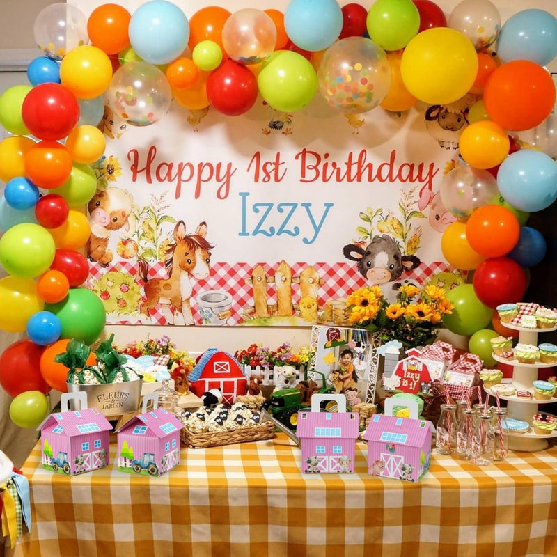 Caoekego 16 Pieces Pink Farm Animal Party Gift Box Farm Cow Theme Candy Box Farm Barn Birthday Party Decoration - Image 3