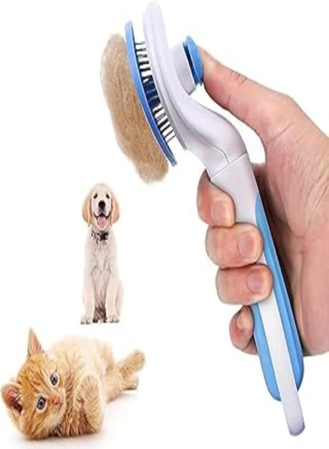 Cat Brush, Self Cleaning Slicker Brushes for Shedding and Grooming Removes Loose Undercoat, Mats and Tangled Hair Grooming Comb for Cats Dogs Brush Massage-Self Cleaning (multicolour)