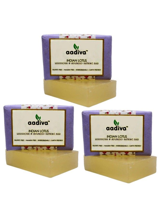 Aadiva Indian Lotus Ayurvedic Sulfate Free And Paraben Free Handmade Bathing Bar 100G (Pack Of 3) - Image 1