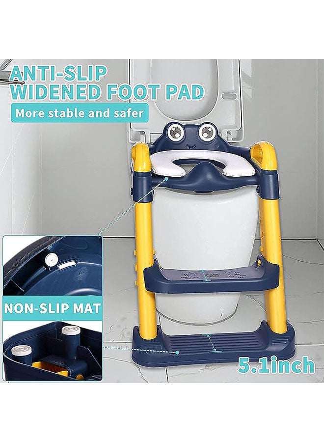 Arabest Potty Training Toilet Teat,Toddler Toilet Seat with Adjustable Step Stool Ladder,2 in 1 Foldable Kids Toilet Training Seat,Splash Guard Anti-Slip Handles for Boy Girl - Image 5