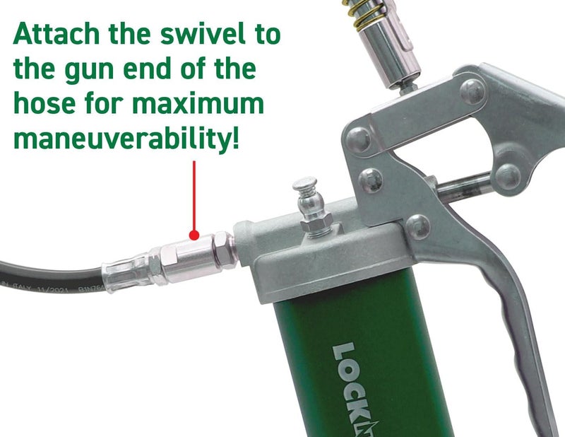 LockNLube Grease Gun Hose Swivel - Rated to 10,000 PSI - Image 4